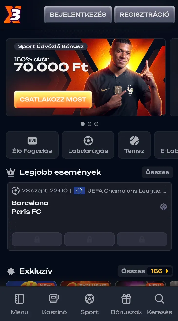 Játssz mobiltelefonon az X3bet